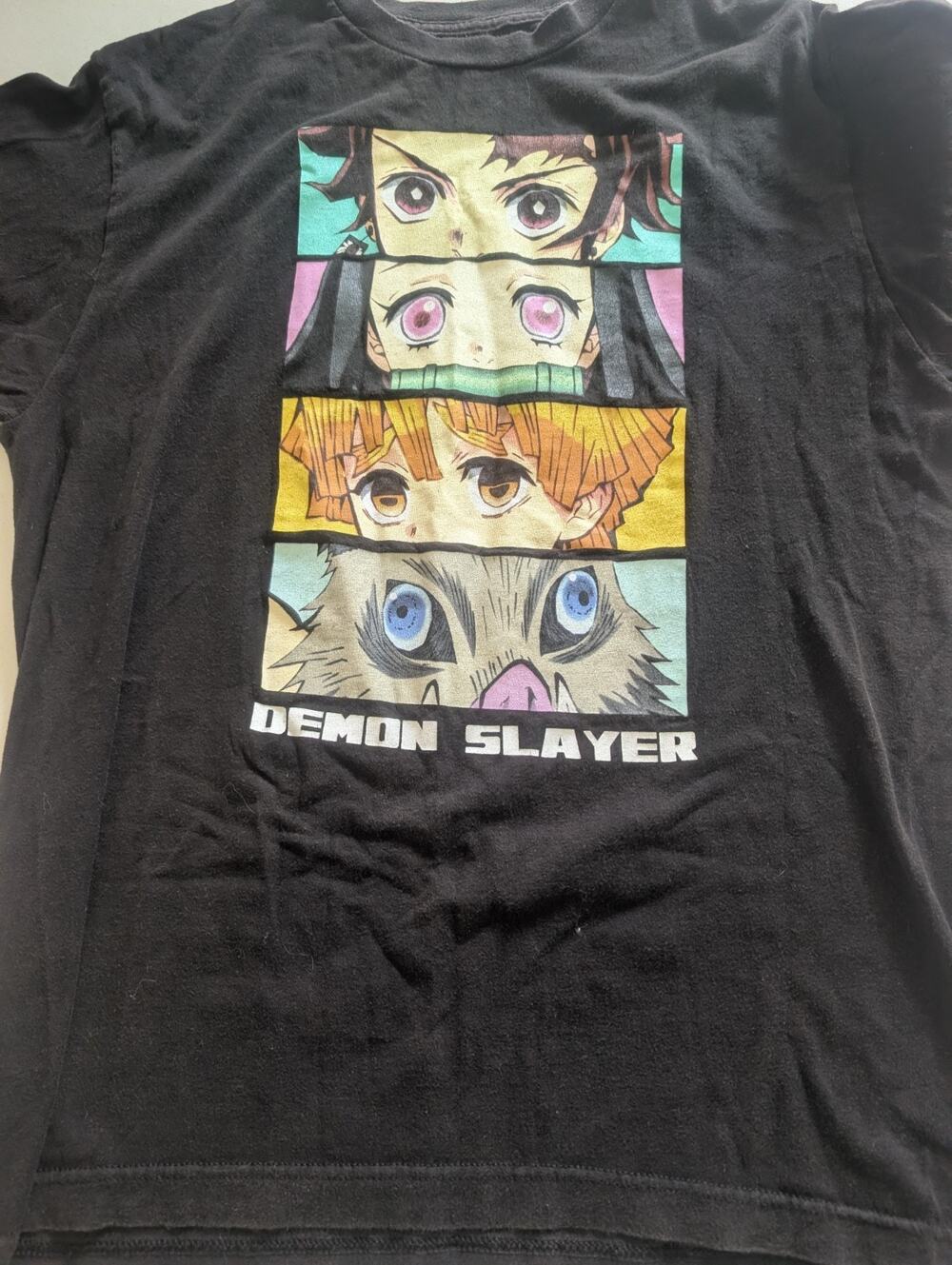 Anime Demon Slayer Mens Large Black Graphic Tee Shirt Anime Cartoon Size Large